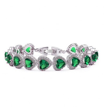 Bratara "Heart Shaped Simulated Emerald"