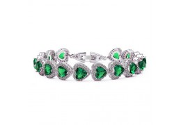 Bratara "Heart Shaped Simulated Emerald"