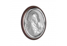 Icoana argintata cu Maica Domnului si Pruncul 7x5 cm