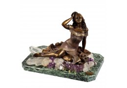 Statueta din bronz pe suport din marmura si ametist natural Colectia Ebano