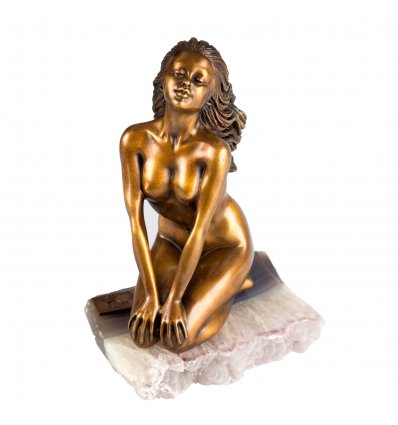Statueta din bronz pe suport din agat natural Colectia Ebano