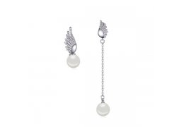 Cercei cu cristale zirconiu si perle "Angel Wings"