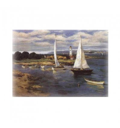 Peisaj din port - tablou pe sevalet