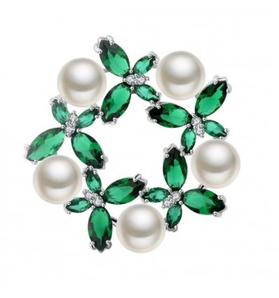 Brosa cu cristale Swarovski si perle "Queen Charm"