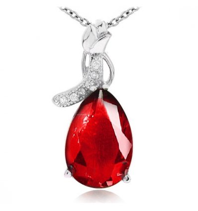 Colier din argint 925 cu cristale "Ruby Drop"