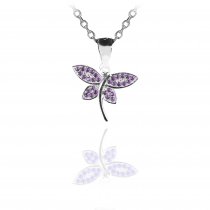 Colier din argint 925 cu cristale "Butterfly Embrace"