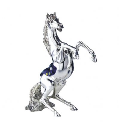 Cal - figurina argintata cu sa din sticla de murano