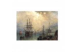 Vapoare in port - tablou pe sevalet